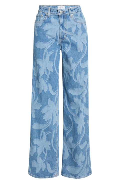 Getty High Waist Wide Leg Jeans (Floral Laser)