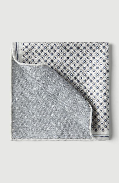 Silk geometric pattern pocket square