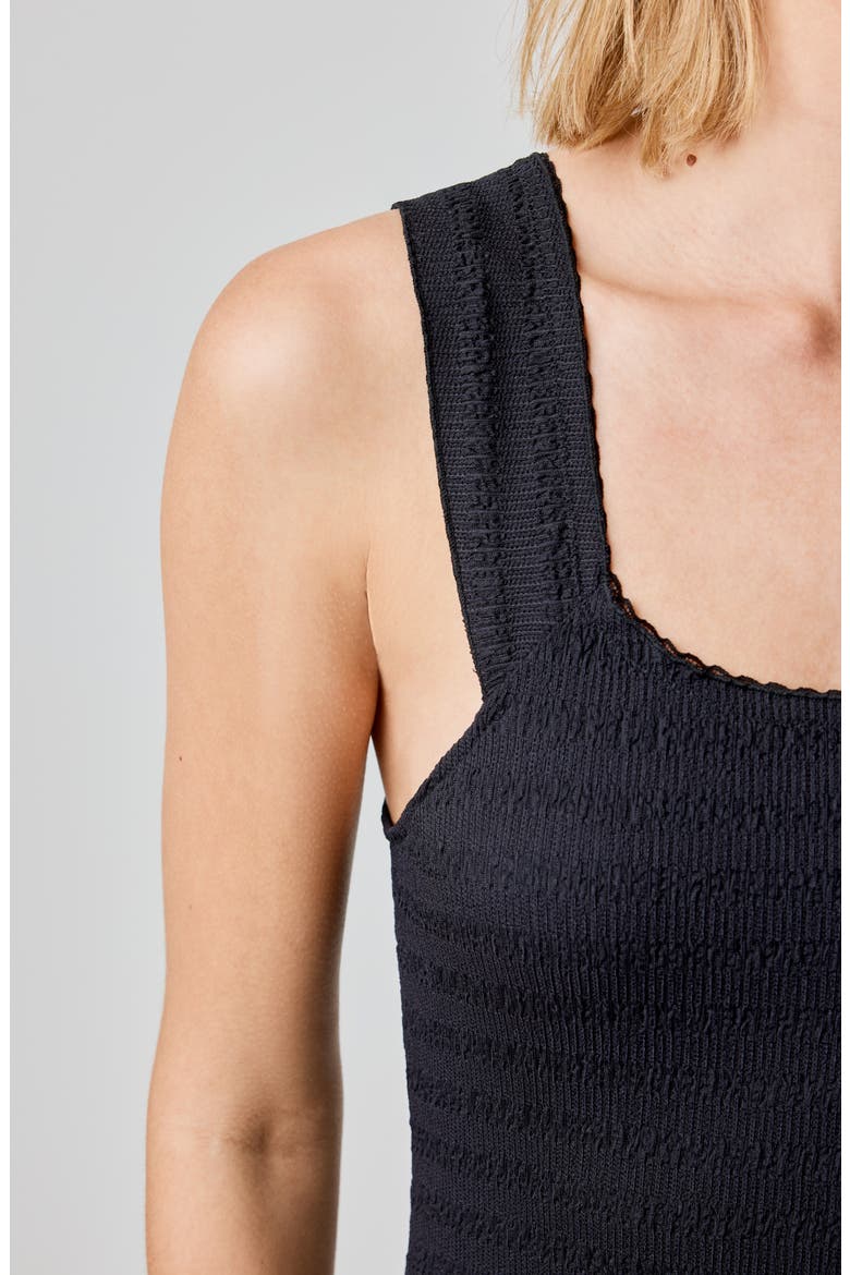 Seersucker Minidress, Alternate, color, BLACK