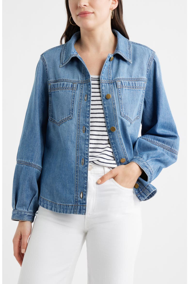Balloon Sleeve Denim Jacket, Main, color, MEDIUM WASH
