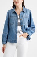 Caslon® Balloon Sleeve Denim Jacket