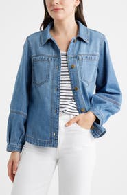 Caslon® Balloon Sleeve Denim Jacket