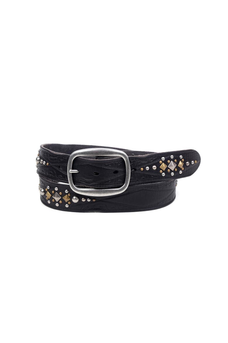 Legend Genuine Leather Bold Studded Statement Belt, Main, color, Black
