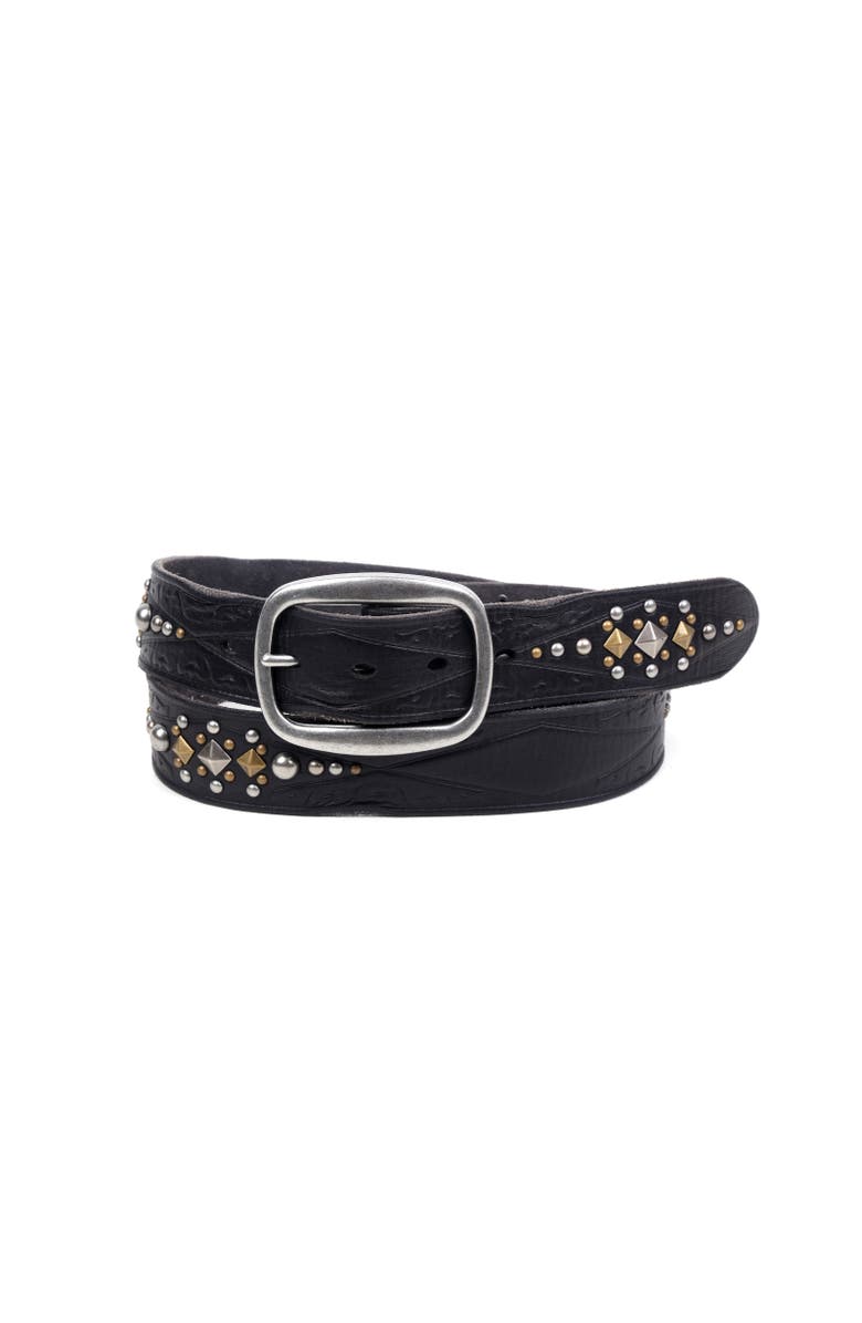 OLD TREND Legend Genuine Leather Bold Studded Statement Belt, Main, color, Black