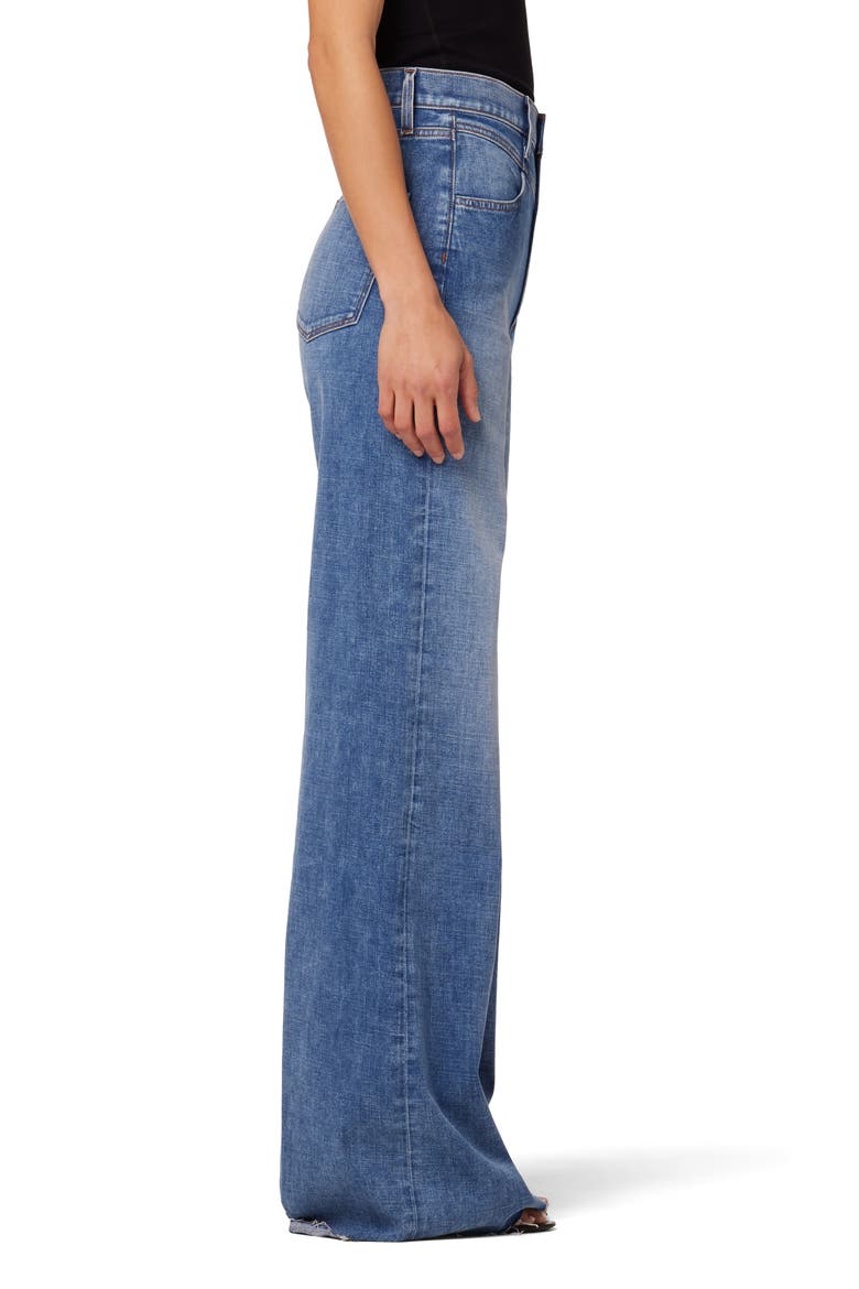 The Goldie High Waist Raw Hem Wide Leg Palazzo Jeans, Alternate, color, WINDWARD