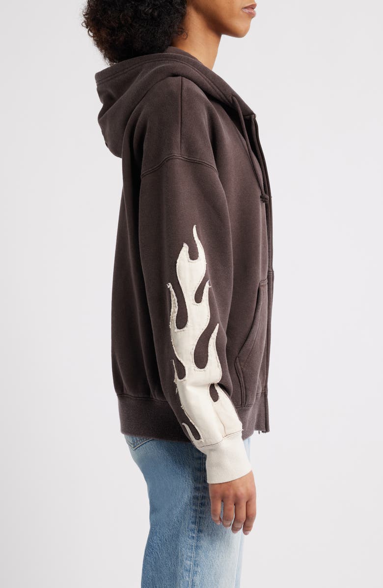 PacSun Flame Zip-Up Hoodie, Alternate, color, Brown