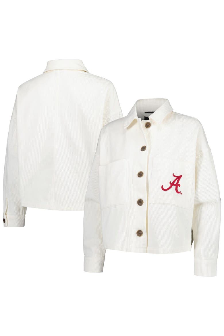 Women's Hype and Vice White Alabama Crimson Tide Corduroy Button-Up Jacket, Main, color, White