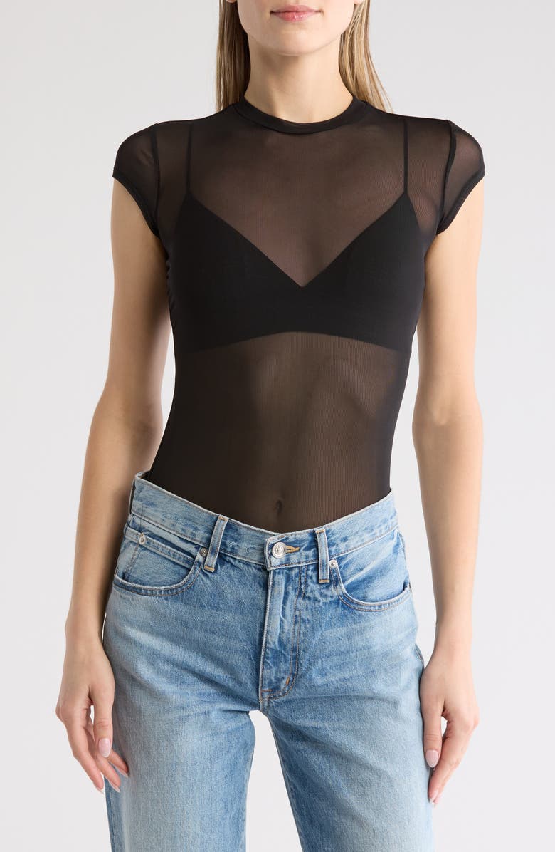 AFRM Guiza Short Sleeve Mesh Top, Main, color, 