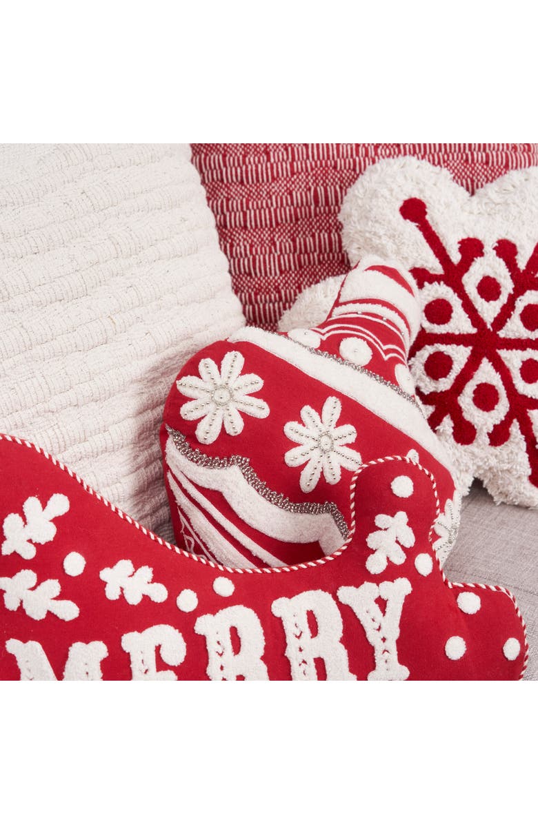 carol & frank Merry Shaped Throw Pillow, 14" x 20", Alternate, color, Red