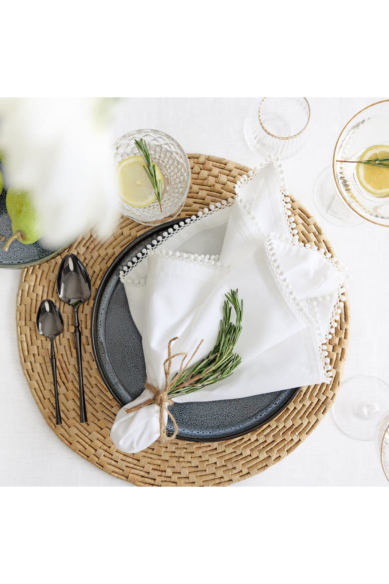 Linen Dinner Napkins Set of 4, 20 x 20 Inch for Dining Table, Holiday and Everyday Table Decor - Maddie, Alternate, color, White