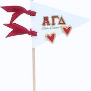 Color Shout Alpha Gamma Delta Heart Stud Enamel Earrings on Sorority Pennant Flag