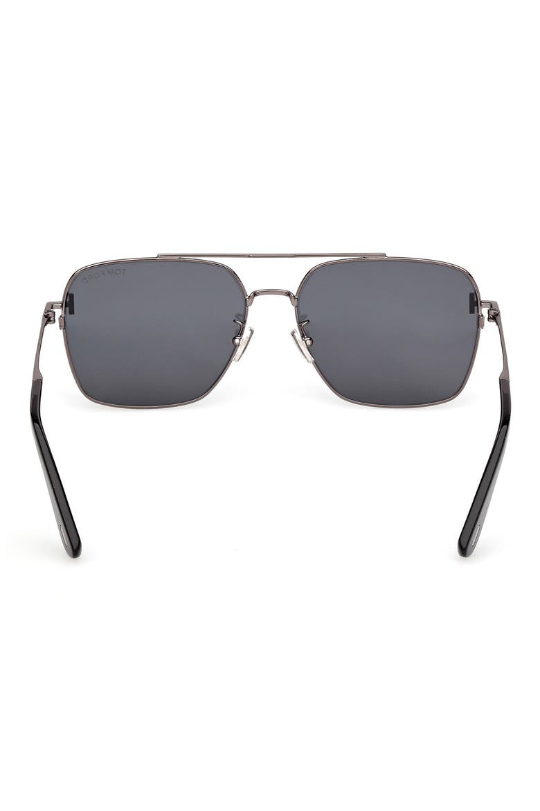 60mm Navigator Sunglasses, Alternate, color, SHINY GUNMETAL / SMOKE LENS