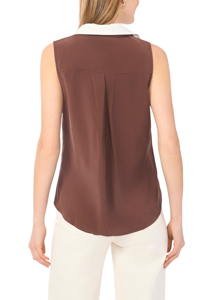 Contrast Collar Sleeveless Top, Alternate, color, SHAVED CHOCOLATE