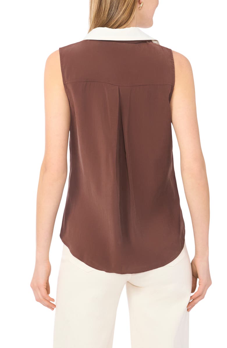 Parker Contrast Collar Sleeveless Top, Alternate, color, Shaved Chocolate
