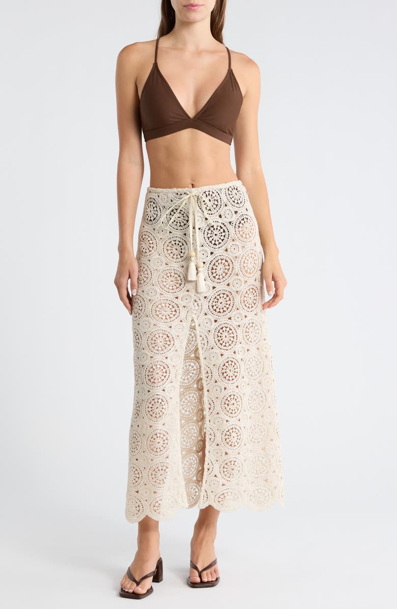 Ramy Brook Karina Cover-Up Skirt, Main, color, Neutral Foil Crochet