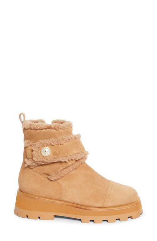 Jimmy Choo Meena Genuine Shearling Lined Bootie In Brown