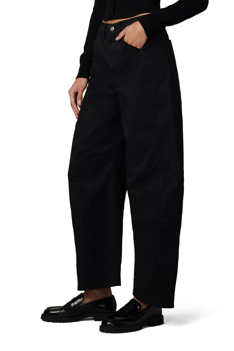 The Bowie High Waist Ankle Barrel Twill Pants, Alternate, color, BLACK