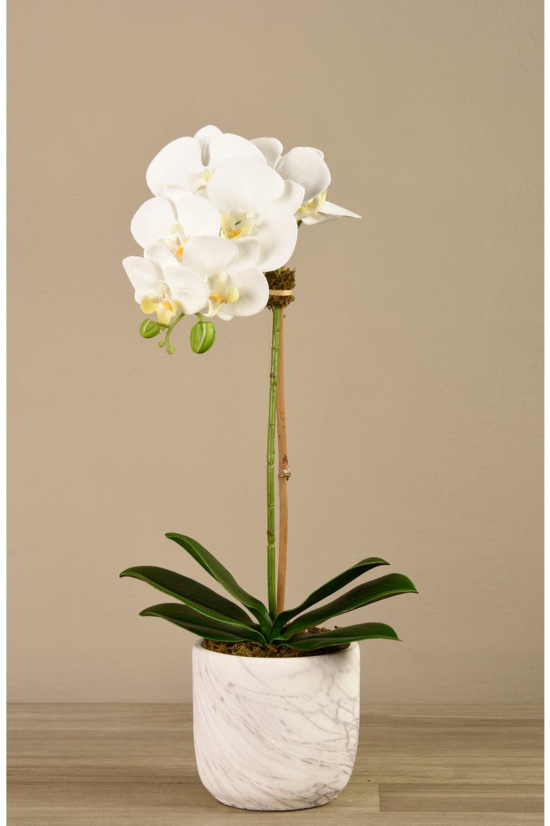 Small Orchid Marbled Planter Decoration, Alternate, color, WHITE