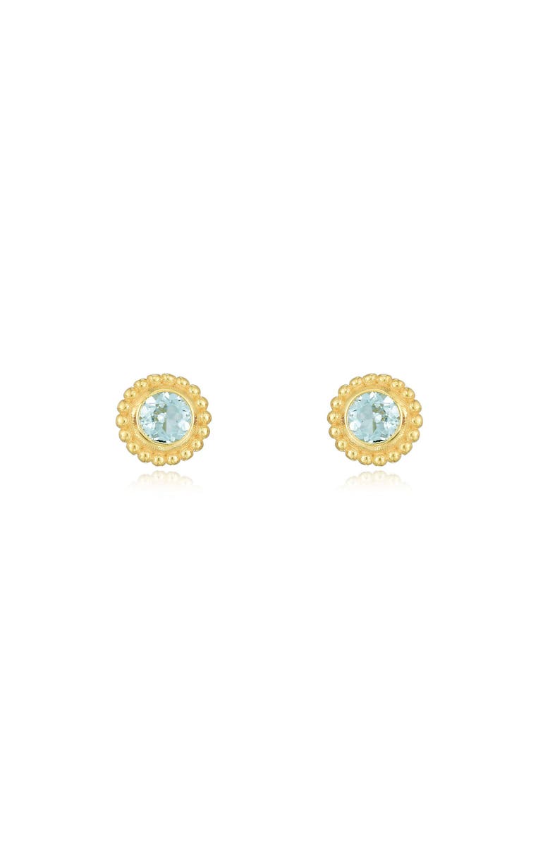 The Lovery Fine Jewelry Aquamarine Beaded Bezel Stud Earrings, Alternate, color, Aquamarine