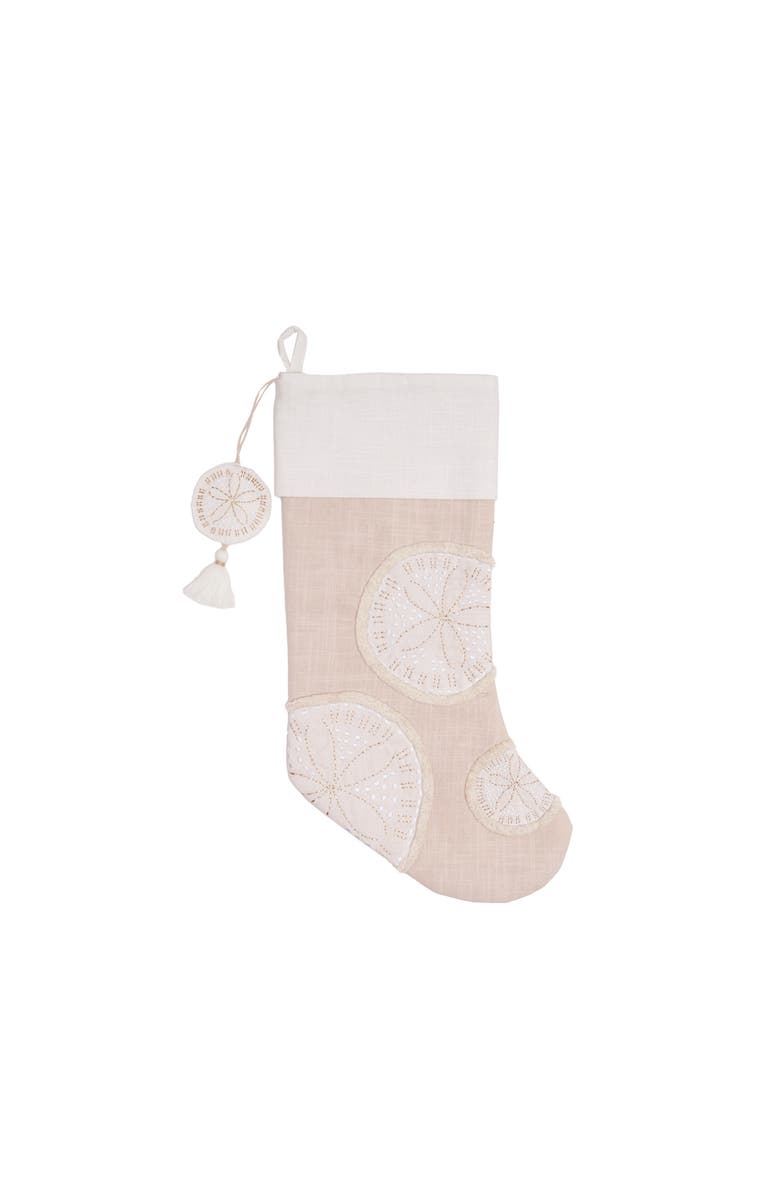 C&F Home Gold Coast Sand Dollars 100% Cotton Hanging Christmas Stocking 20", Main, color, Gold