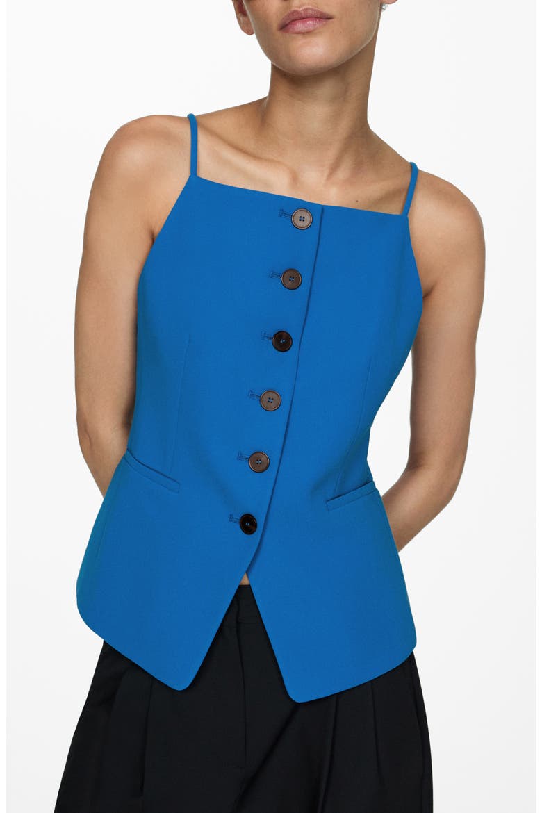 Button-Front Top, Main, color, BLUE