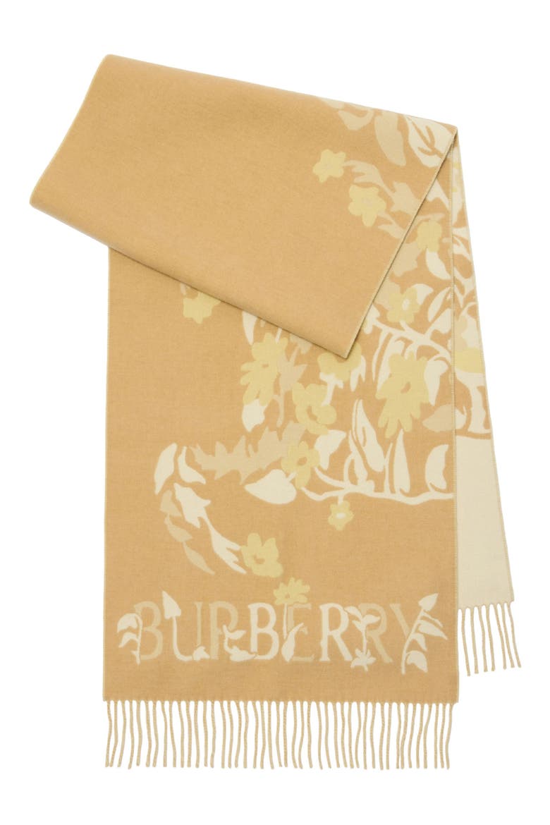 Reversible EKD Floral Cashmere Scarf, Alternate, color, SAND