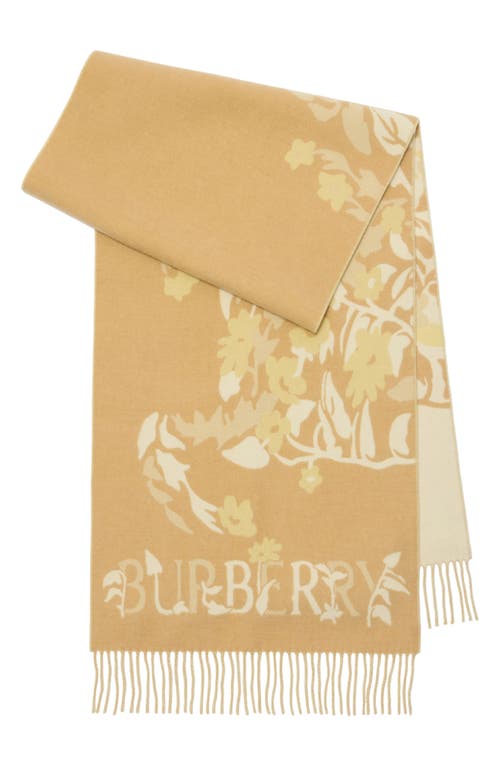 Burberry Reversible Ekd Floral Cashmere Scarf In Neutral