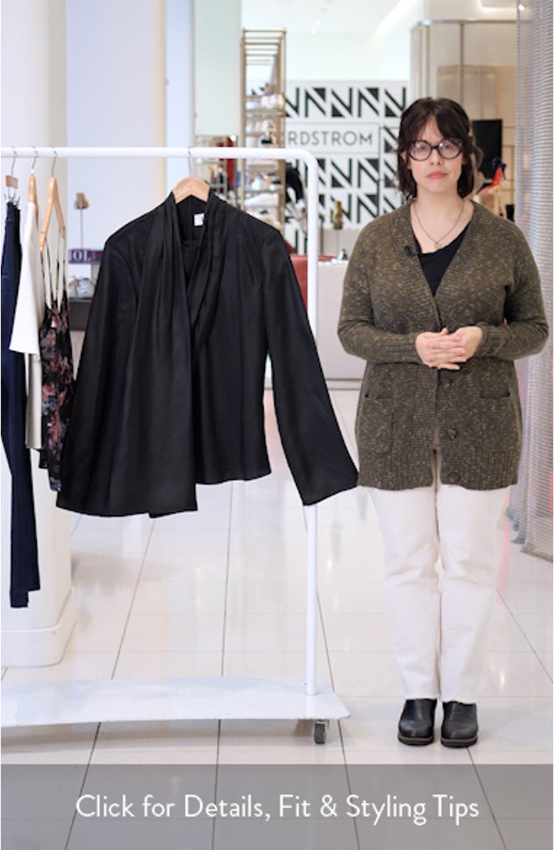 Long Sleeve Silk Foulard Top, sales video thumbnail