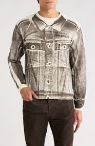 PLEASURES Trucker Trompe l'Oeil Print Heavyweight Long Sleeve Graphic T-Shirt