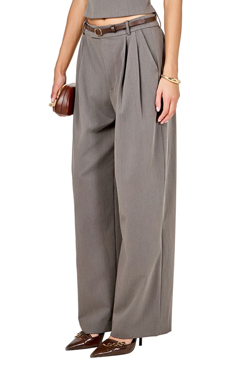 Pleat Front Wide Leg Pants, Alternate, color, GREY