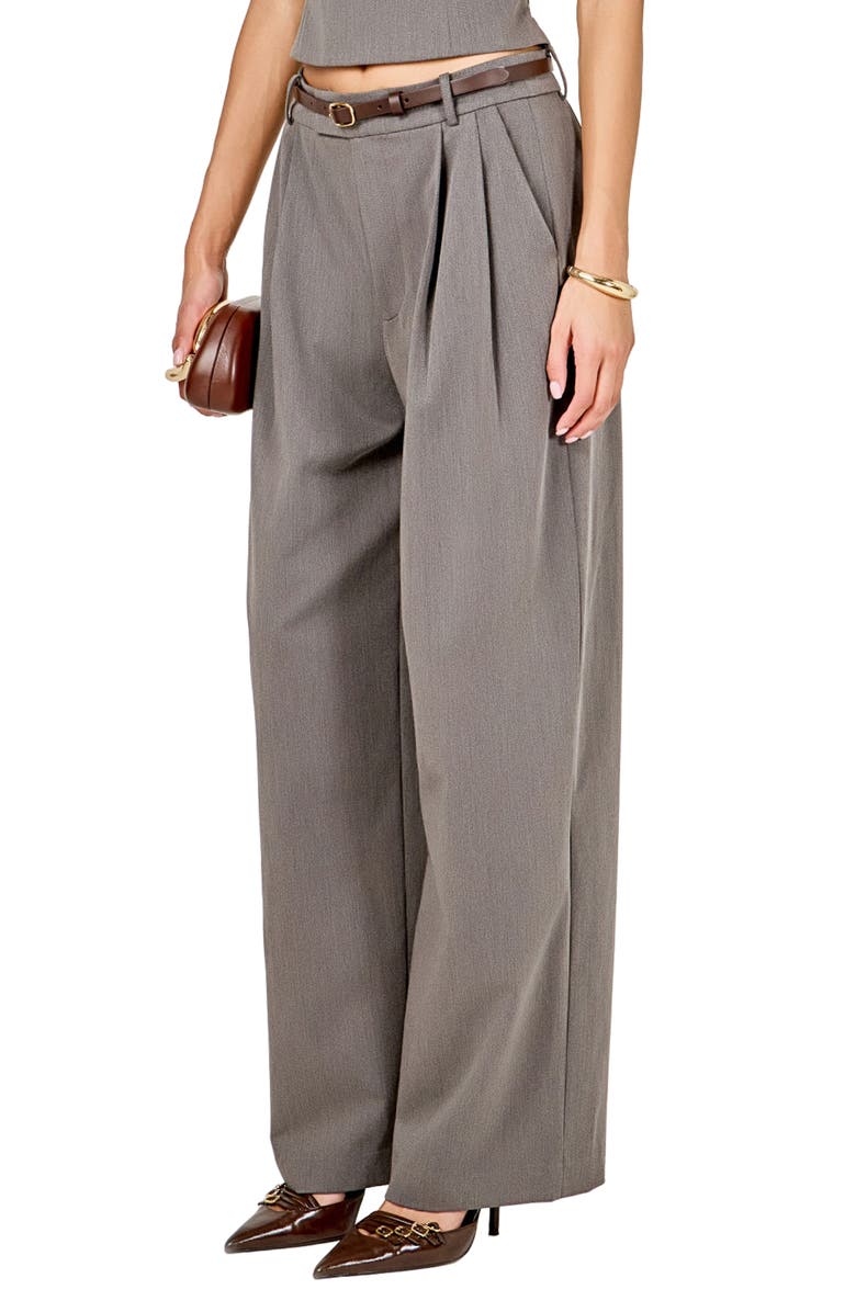 Endless Rose Pleat Front Wide Leg Pants, Alternate, color, Grey