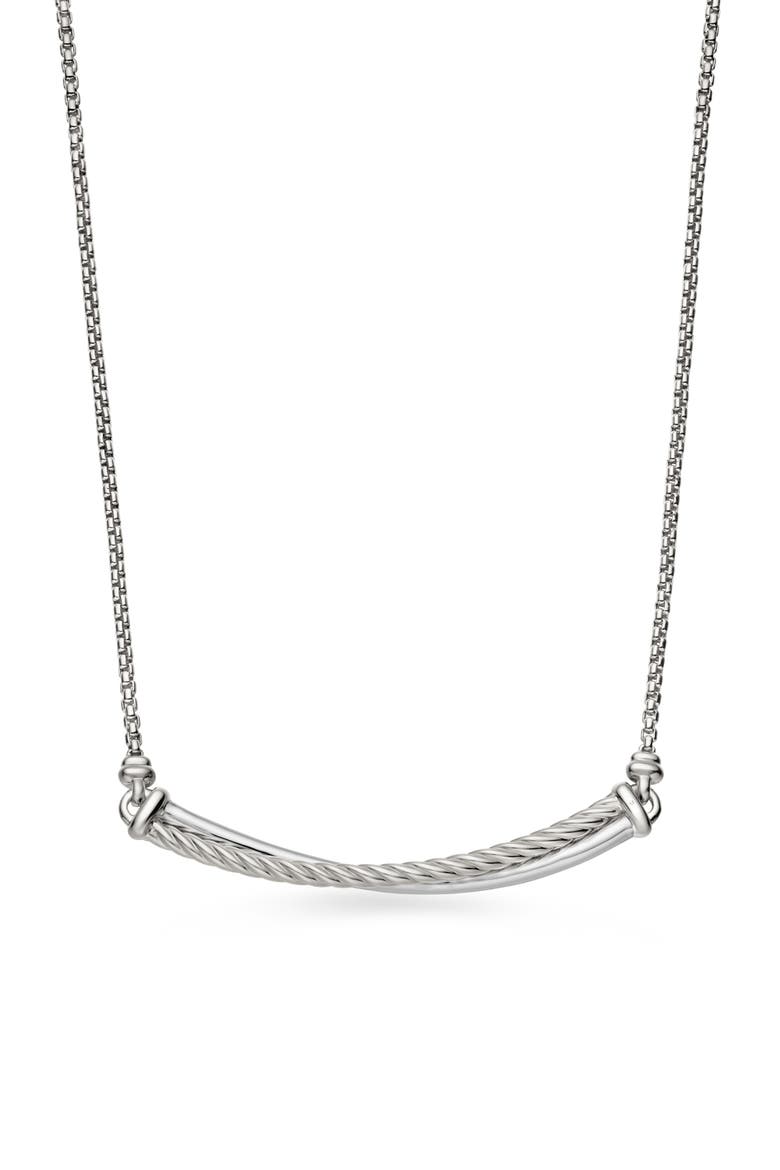Crossover Bar Necklace with Diamonds, Alternate, color, SILVER/ DIAMOND