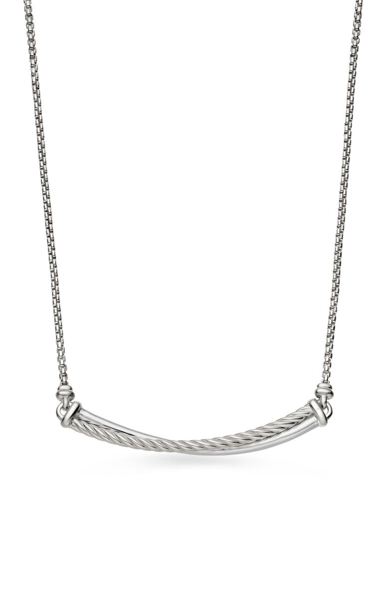David Yurman Crossover Bar Necklace with Diamonds, Alternate, color, Silver/ Diamond