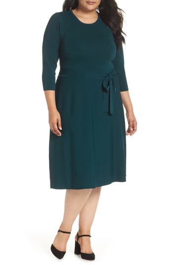 Eliza J Fit & Flare Sweater Dress In Green