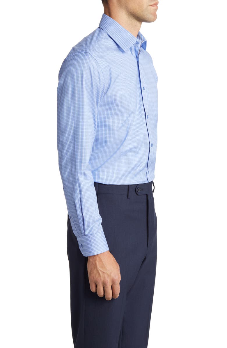 DANIEL HECHTER Trim Fit Small Windowpane Check Cotton Dress Shirt, Alternate, color,