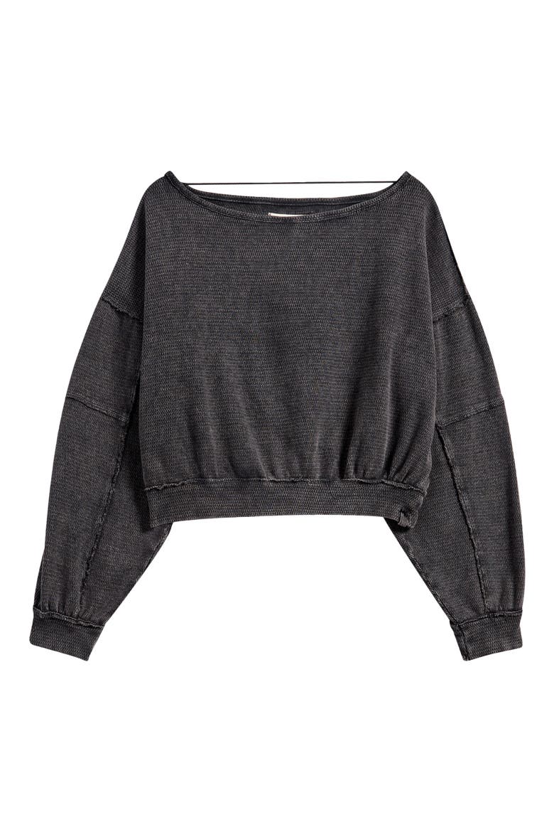 Ife Oversize Thermal Sweatshirt, Main, color, BLACK