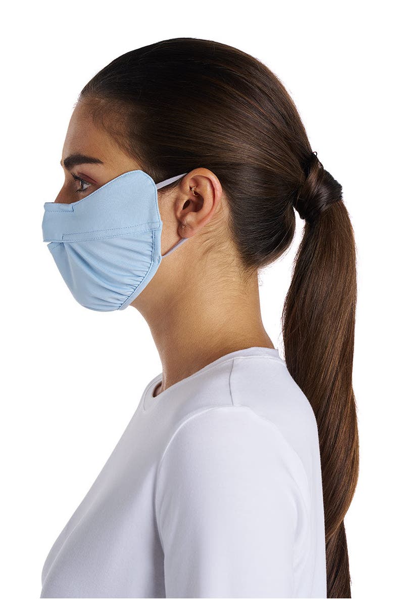 Coolibar Zenith UV Face Mask with Adjustable Features, UPF 50+ Sun Protection, Alternate, color, Light Blue