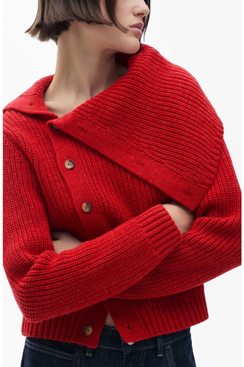 Asymmetric Rib Cardigan, Alternate, color, RED
