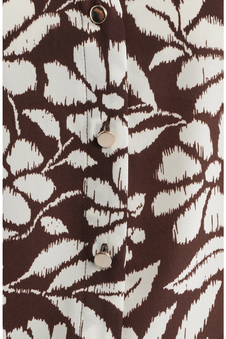 Floral Print Short Sleeve Button-Up Shirt, Alternate, color, DARK CHOCOLATE/ WHITE