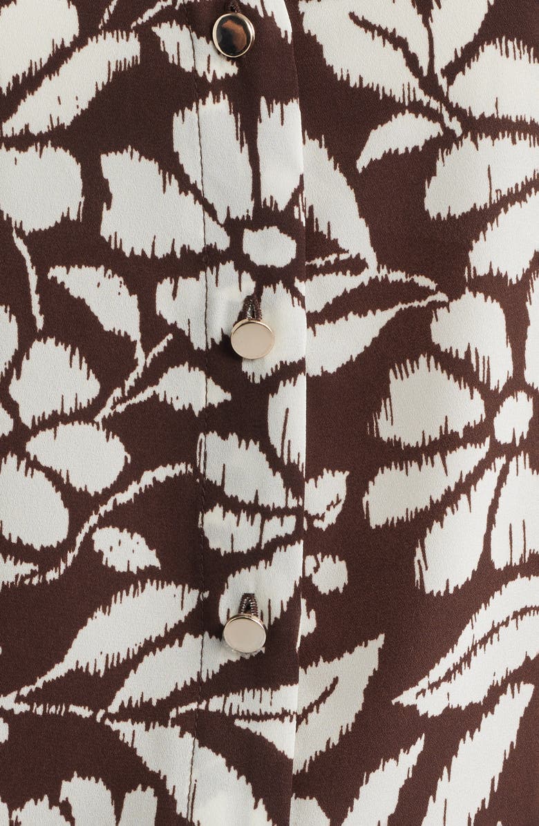 AK ANNE KLEIN Floral Print Short Sleeve Button-Up Shirt, Alternate, color, Dark Chocolate/ White