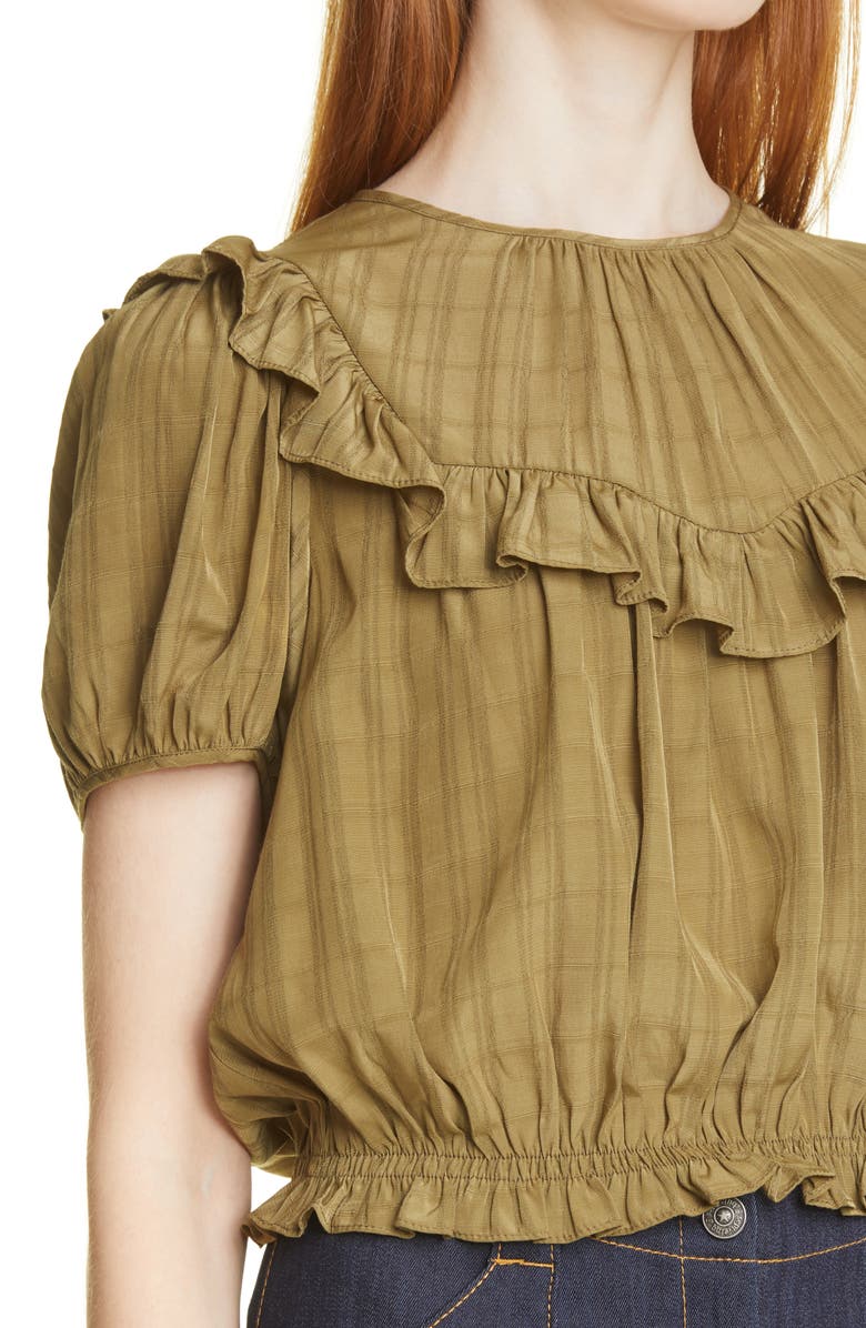 Cinq à Sept Randee Ruffle Crop Top, Alternate, color, 