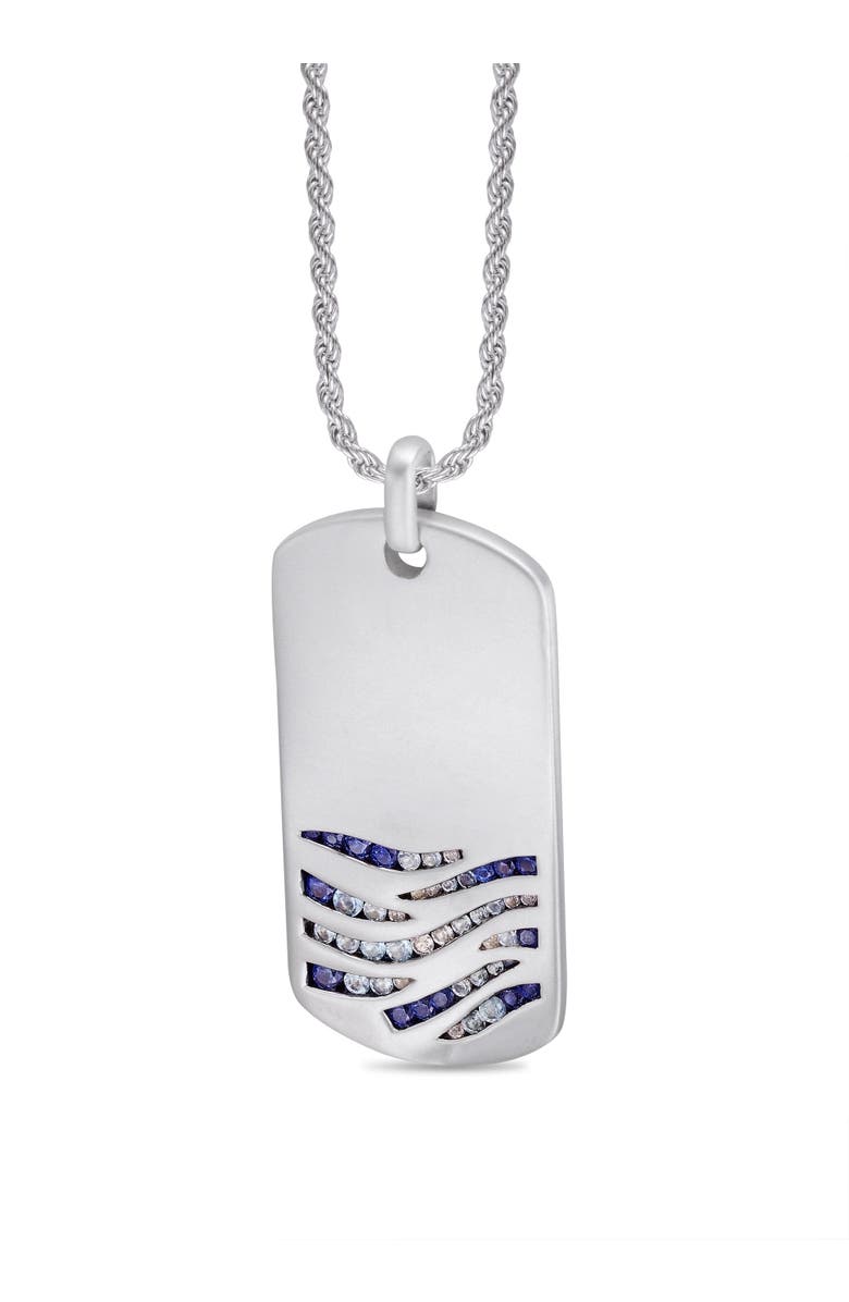 LuvMyJewelry Deep Blue Sea Sapphire & Topaz Silver Tag Necklace, Alternate, color, Silver