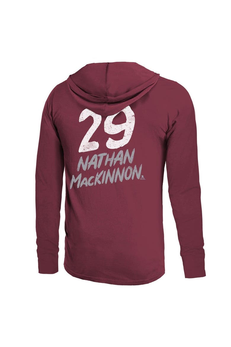 Men's Majestic Threads Nathan MacKinnon Burgundy Colorado Avalanche 2022 Stanley Cup Champions Softhand Name & Number Pullover Hoodie, Alternate, color, Burgundy