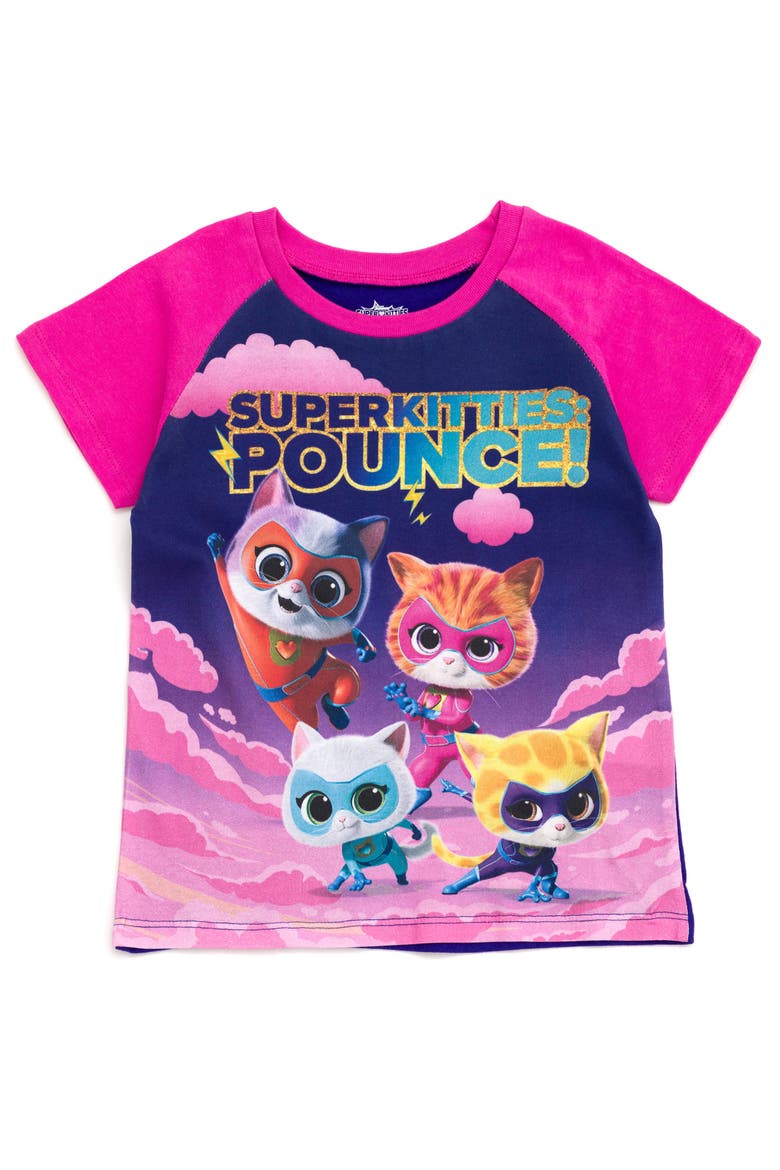Super Kitties 2-Pack Short Sleeve T-Shirts, Alternate, color, SuperKitties Pink Grey