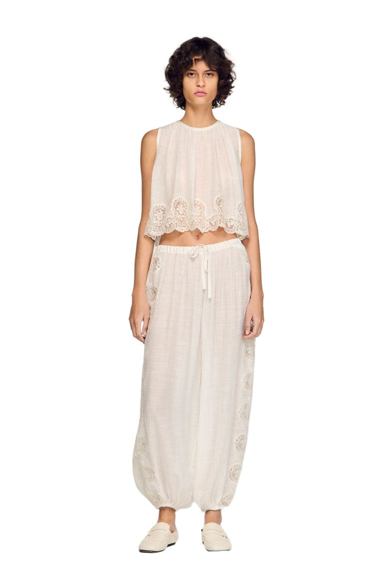 Crepon crop top, Alternate, color, White