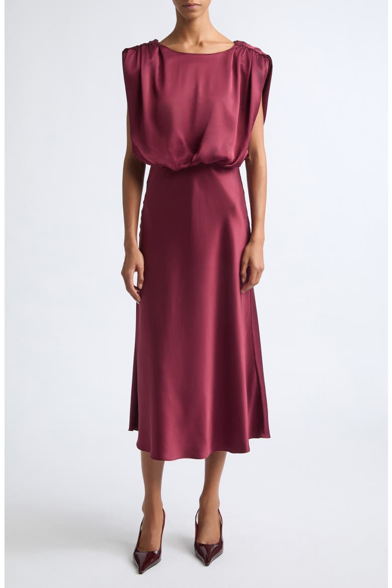 Flora Silky Satin Dress, Main, color, WINE