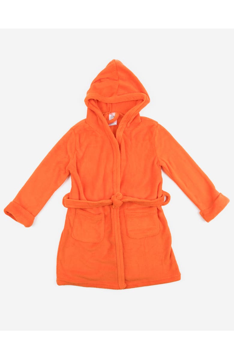 Leveret Kids Fleece Hooded Robe, Solid Colors, Main, color, Orange