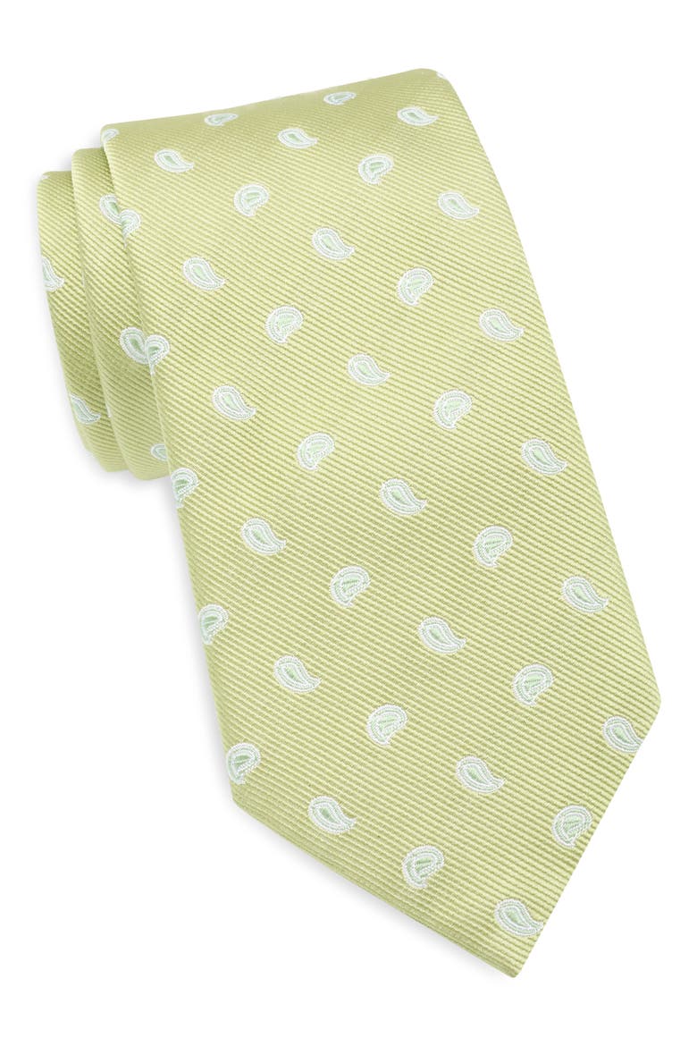 Paisley on Silk Twill Ground Tie, Main, color, GREEN