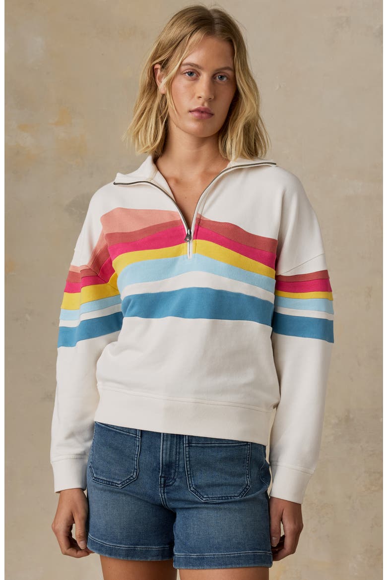 Soleil Quarter Zip Organic Cotton Terry Sweatshirt, Alternate, color, SUNDRIFT DUNE SOLEIL