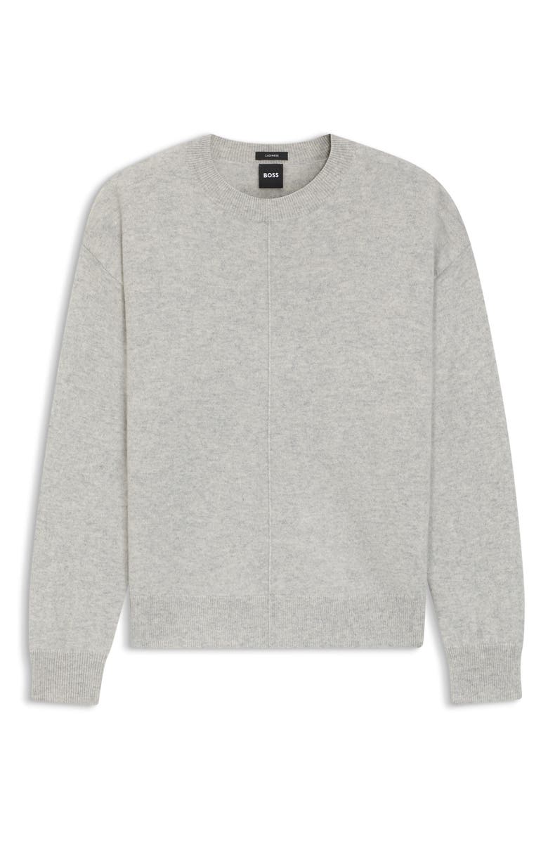 BOSS Fascona Cashmere Sweater, Alternate, color, Heather Grey